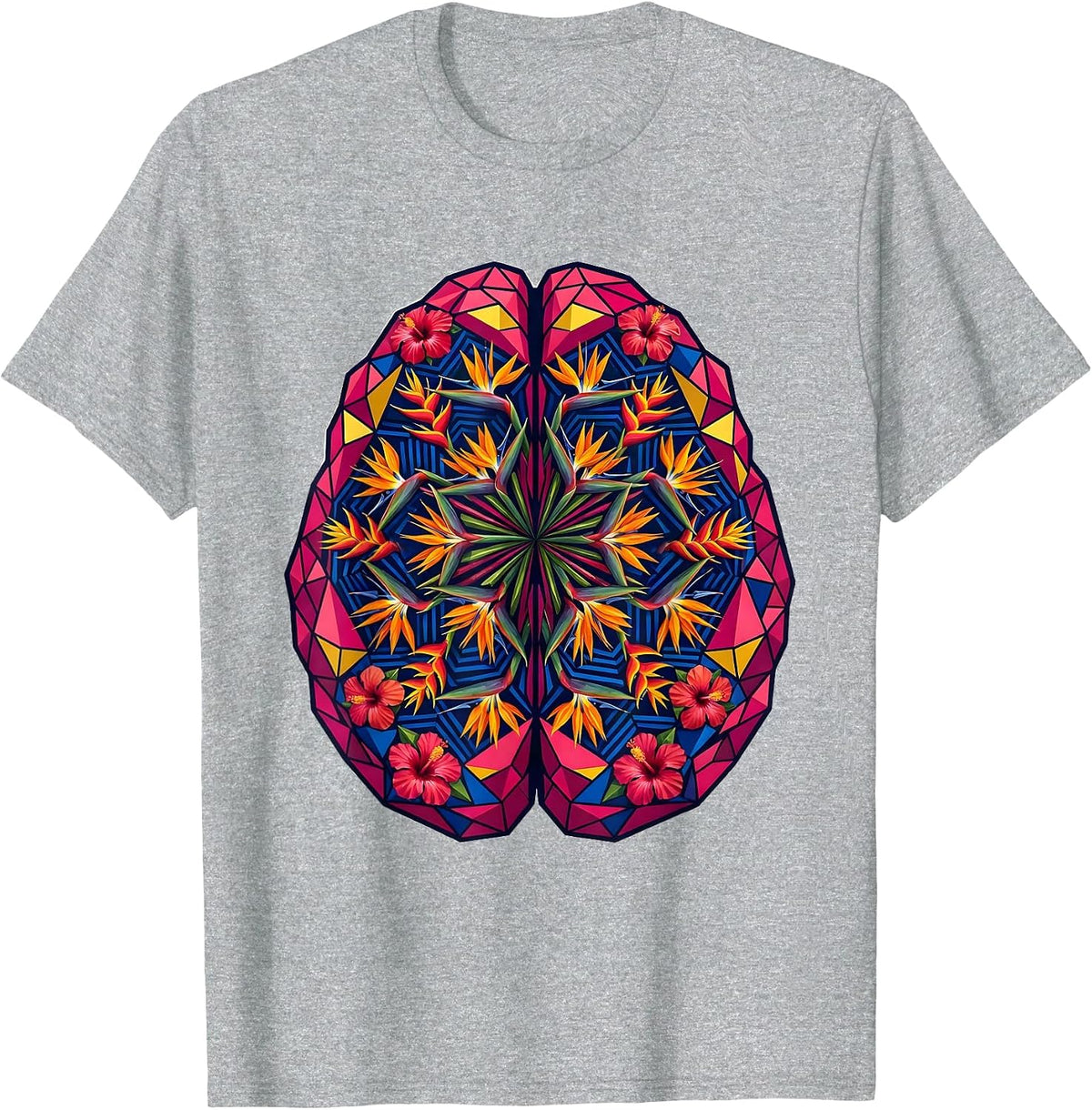 Men's Autism Awareness Floral Brain Bloom Art T-Shirt - Heather Grey