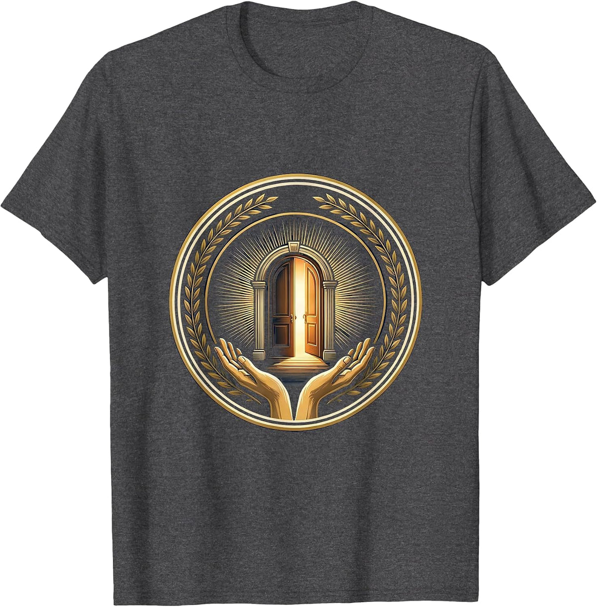 Social Worker Open Door Warm Light Illustration T-Shirt - Dark Heather Grey