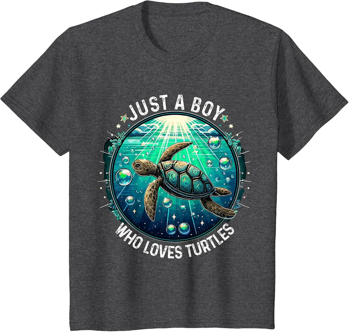Just a Boy who Loves Turtles Sea Turtle T-Shirt - Dark Heather Grey