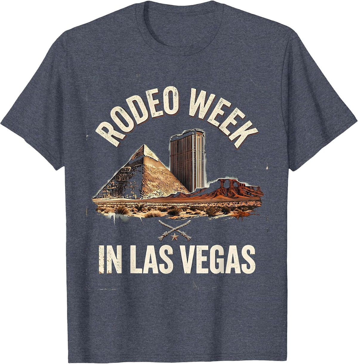 Rodeo Week In Las Vegas Distressed Las Vegas Souvenir T-Shirt - Heather Blue