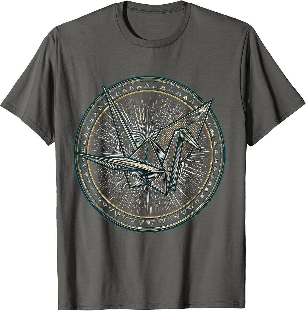 Autism Awareness Colorful Origami Crane Design T-Shirt - Asphalt Grey