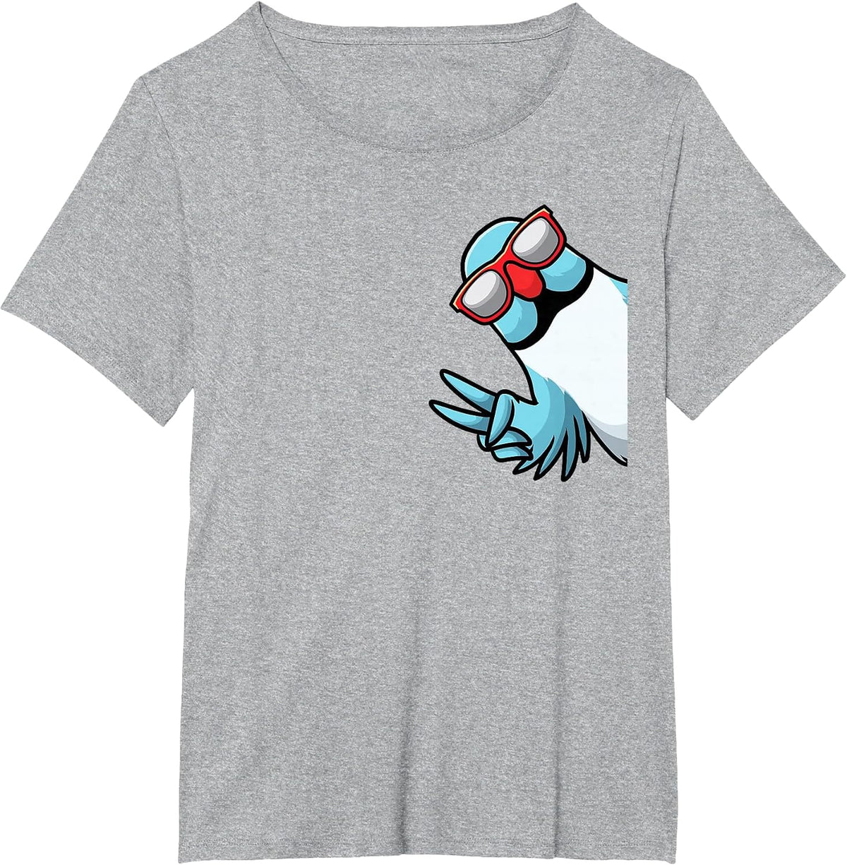 Blue Indian Ringneck Bird Parrot from Side with Sunglasses T-Shirt - Heather Grey