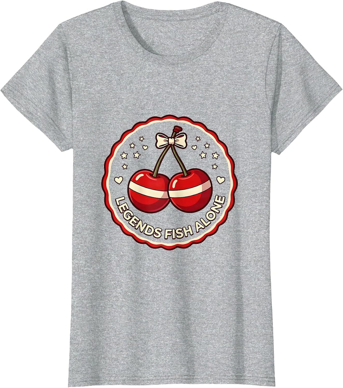 Legends Fish Alone Fishing Graphic Design T-Shirt - Heather Grey