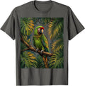 Puerto Rican Parrot Dense Jungle Canopy Illustration T-Shirt - Asphalt Grey