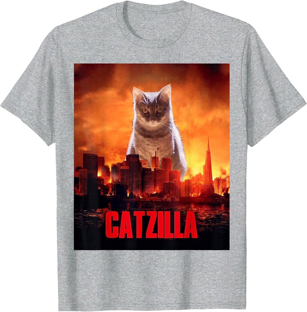 Catzilla Cat Kitten Lover T-Shirt - Heather Grey