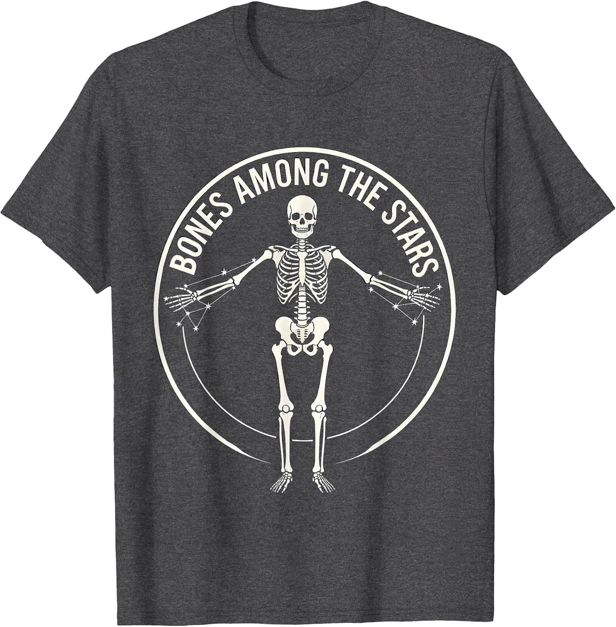 Men's Halloween Skeleton Constellation Bones Among the Stars T-Shirt - Dark Heather Grey