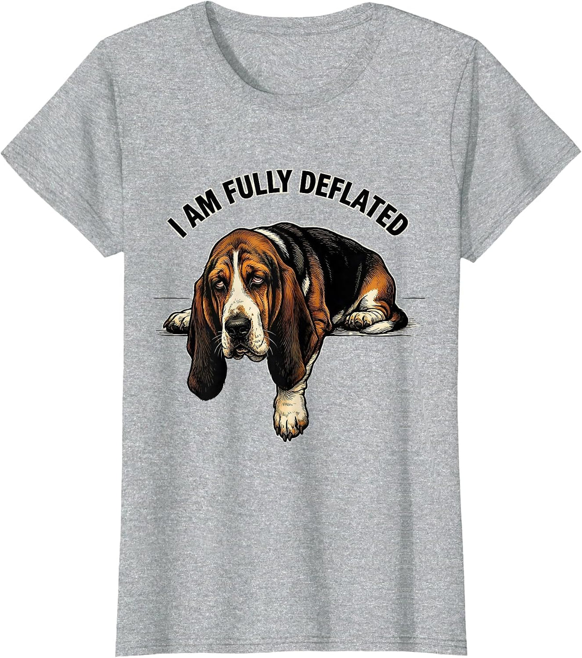 Women's I Am Fully Deflated Funny Basset Hound Meme Humor T-Shirt - Heather Grey
