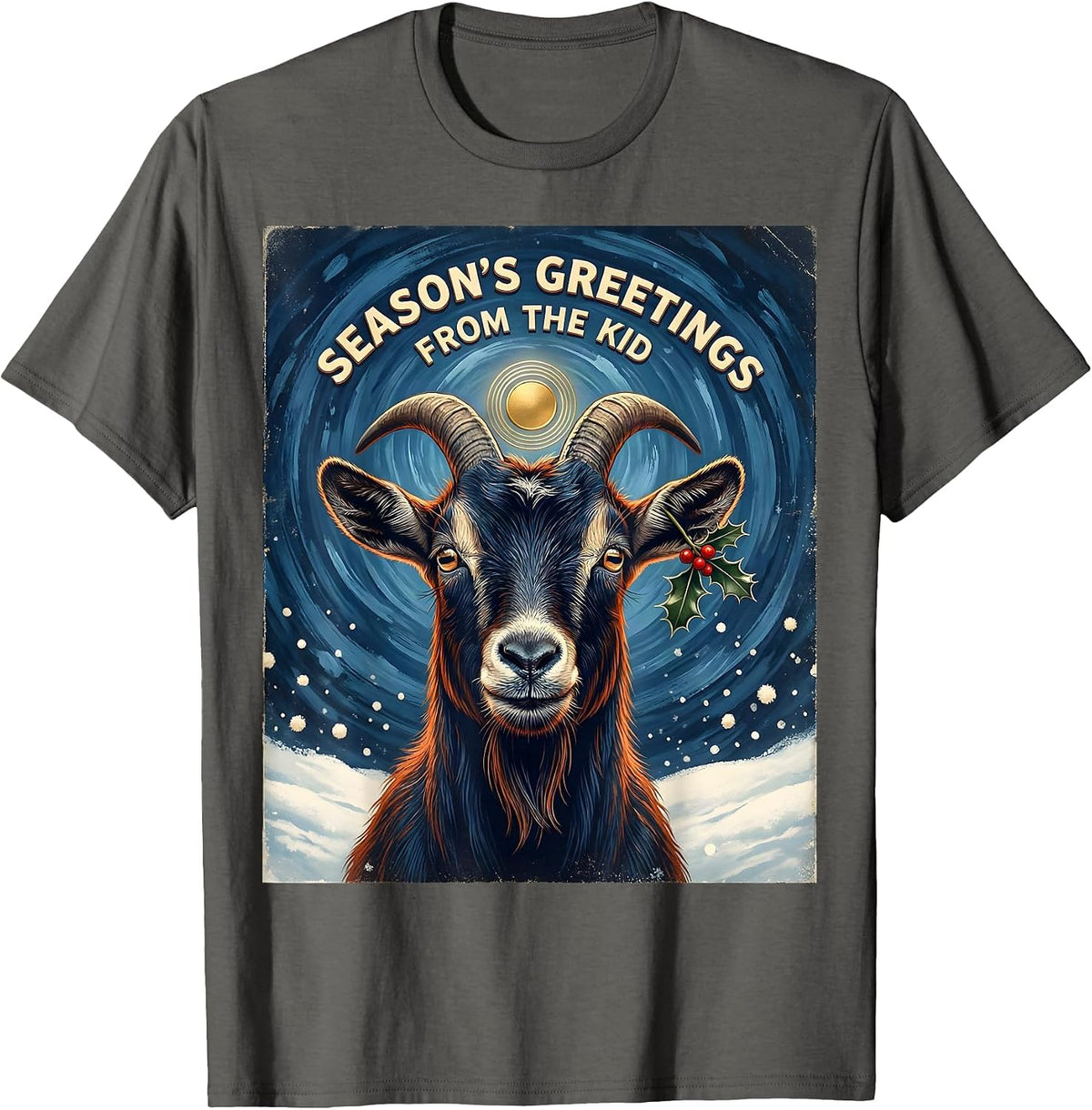 Season's Greetings From The Kid Vintage Holiday Animal Lover T-Shirt - Asphalt Grey