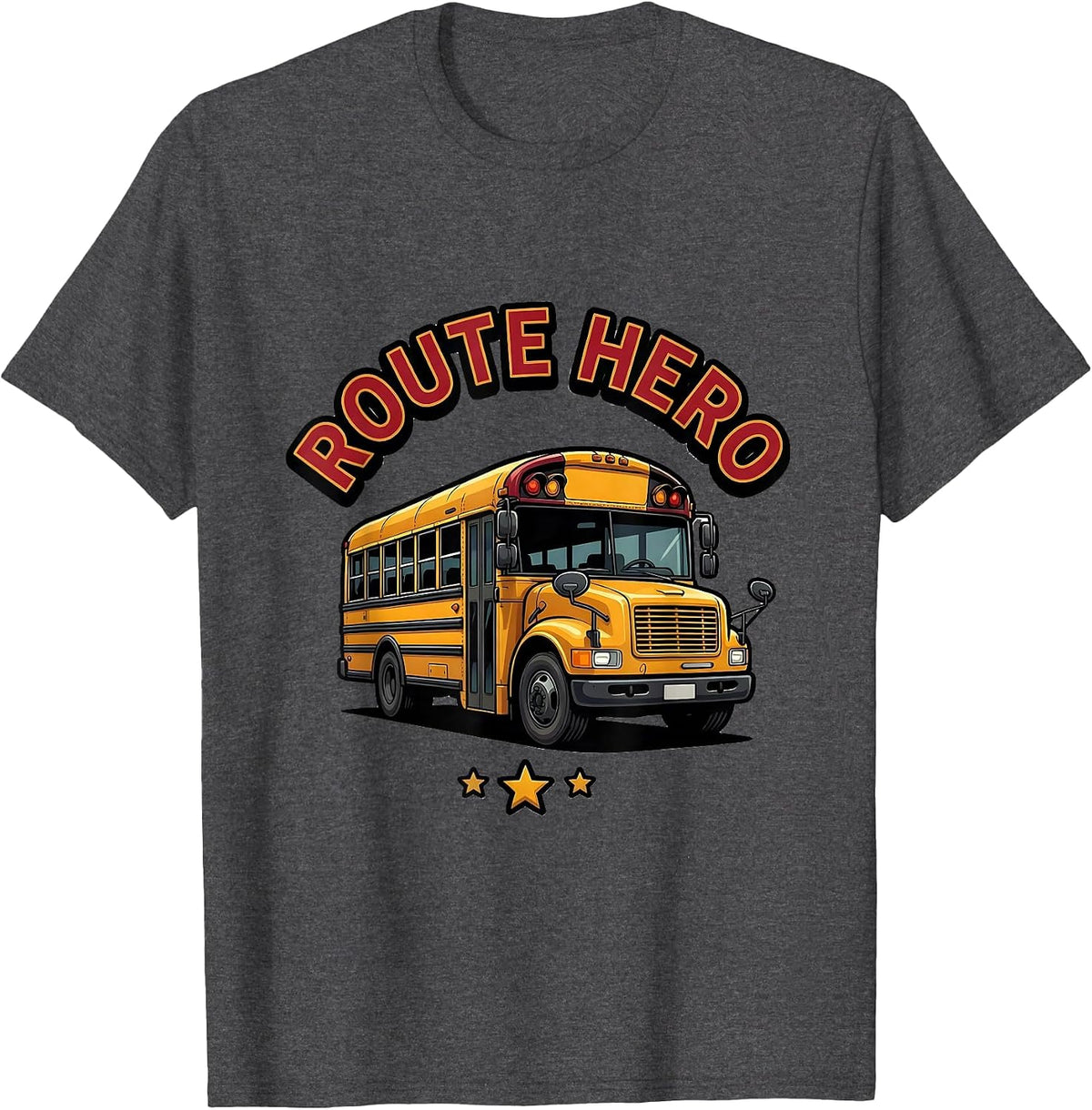 Men's Route Hero Funny School Bus Driver Appreciation Gift T-Shirt - Dark Heather Grey