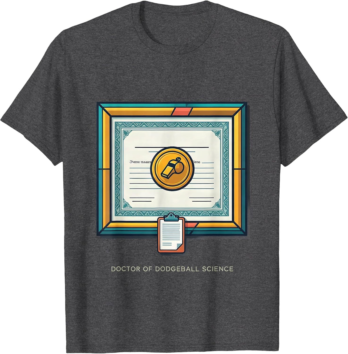 Doctor of Dodgeball Science Funny PE Teacher Back To School T-Shirt - Dark Heather Grey
