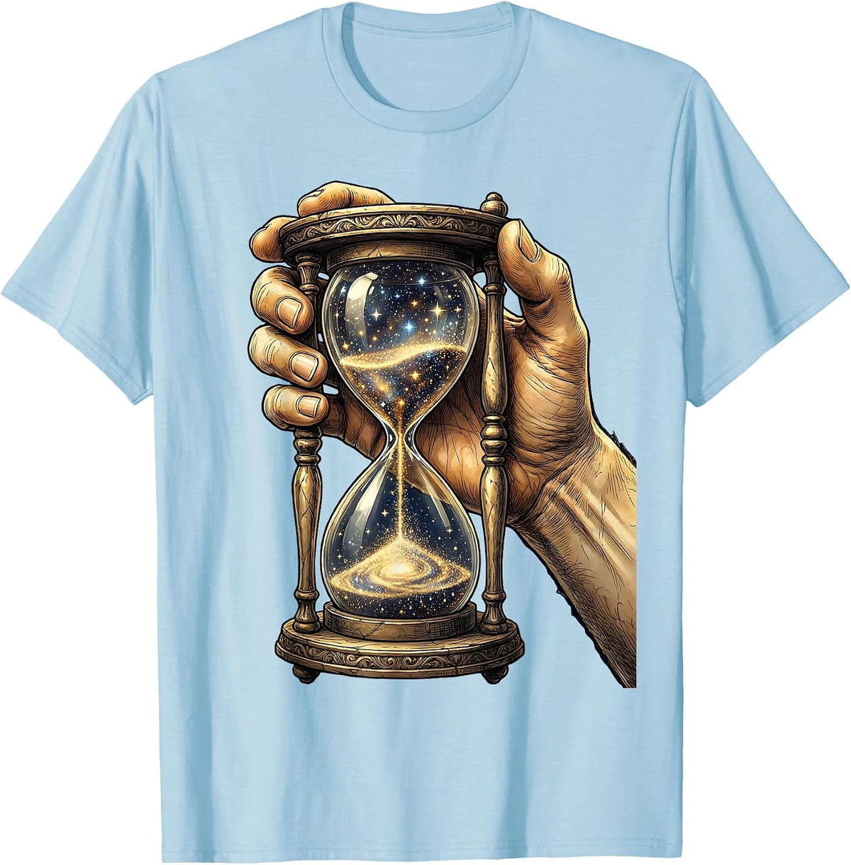 Men's Starfall Hourglass Celestial Art Design T-Shirt - Baby Blue