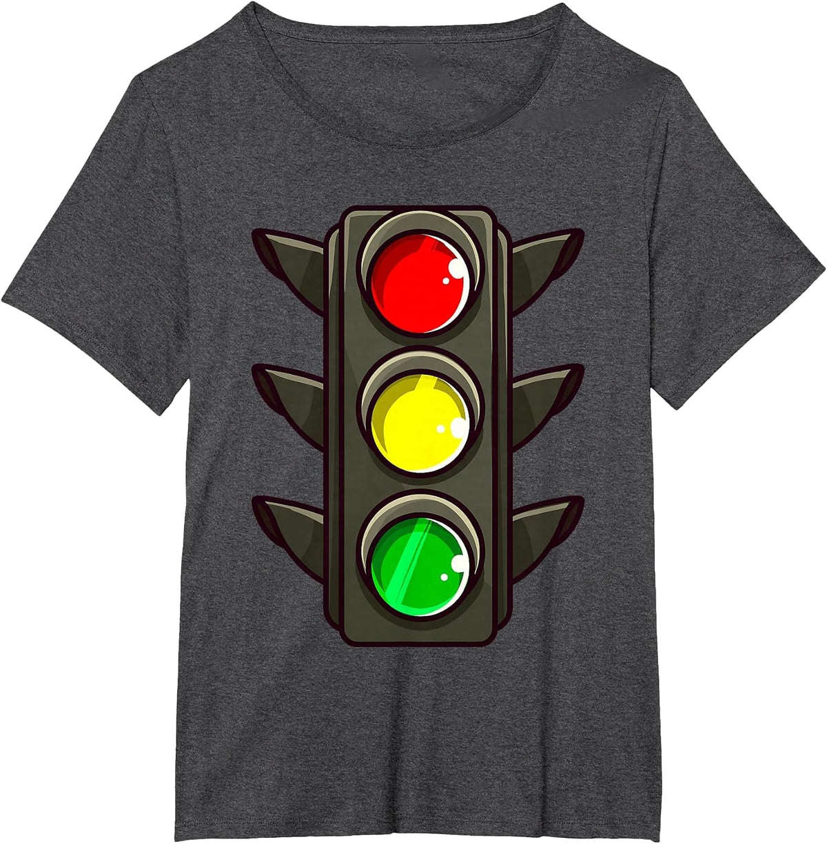 Traffic Light Halloween Costume Stop Go Green Yellow Red T-Shirt - Dark Heather Grey