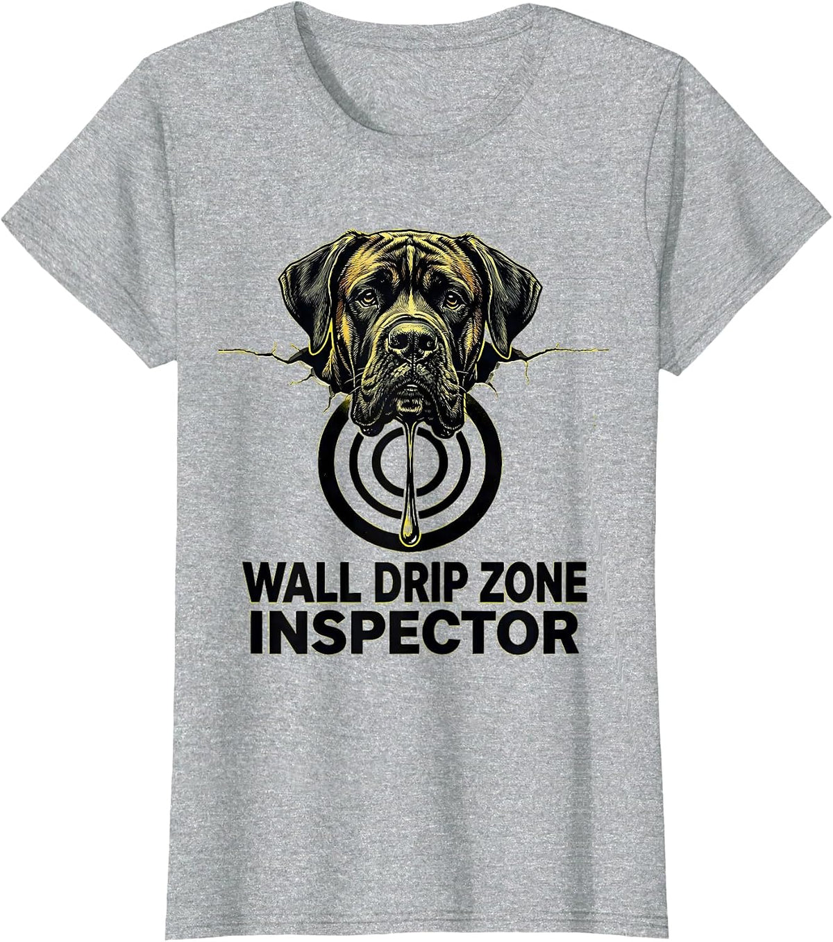 Wall Drip Zone Inspector Funny Great Dane Owner Dog Mom Dog T-Shirt - Heather Grey