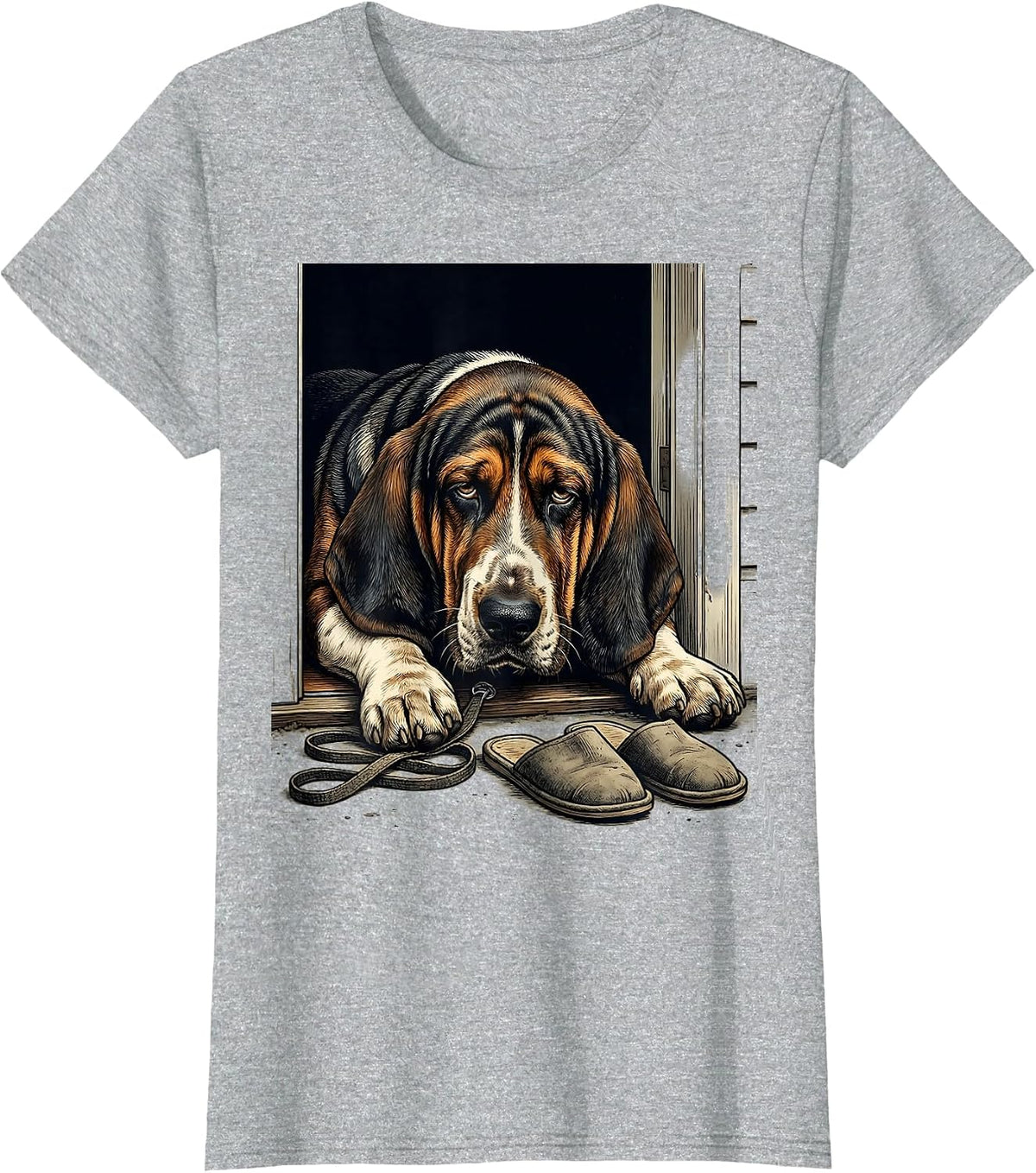 Women's Basset Hound Vintage Dog Lover Humor T-Shirt - Heather Grey