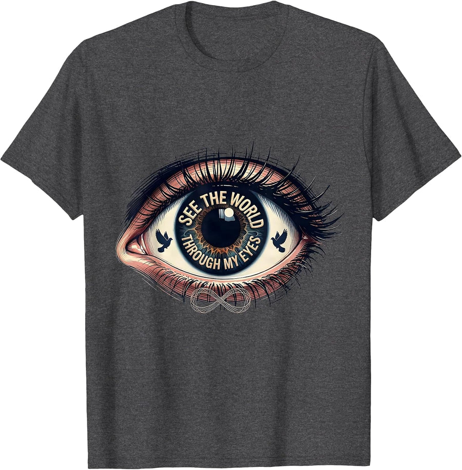 Men's See the World Through My Eyes Autism Awareness T-Shirt - Dark Heather Grey
