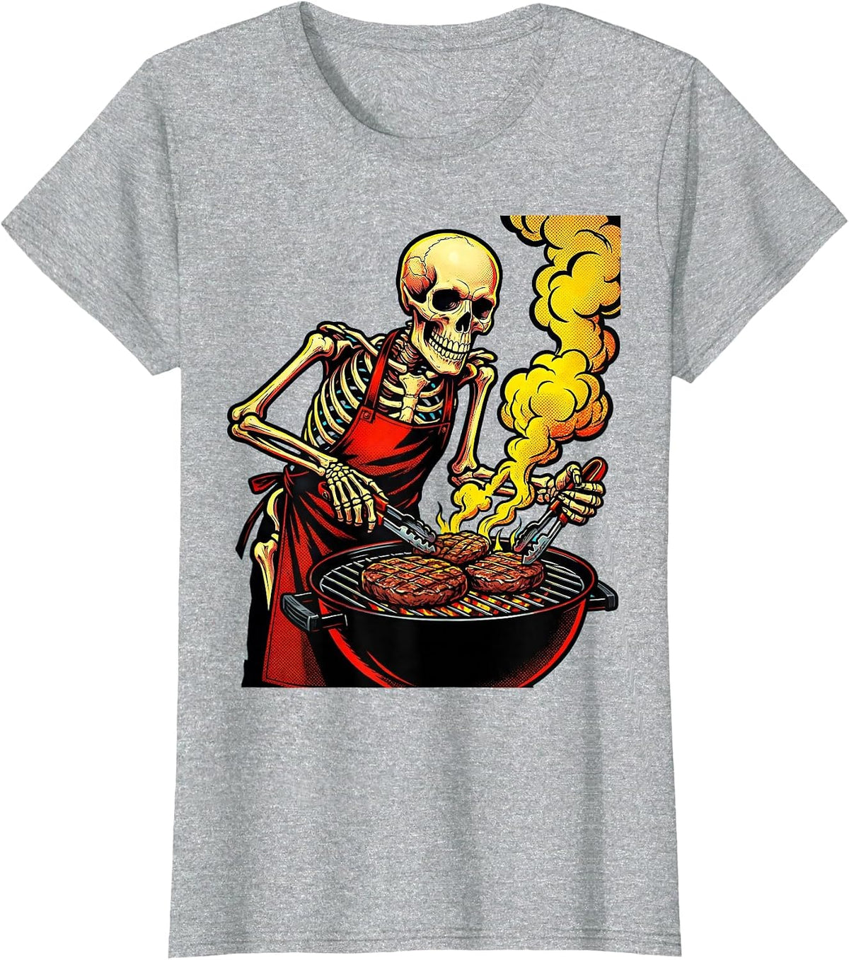 Dad Skeleton Halloween BBQ Grill Graphic T-Shirt - Heather Grey