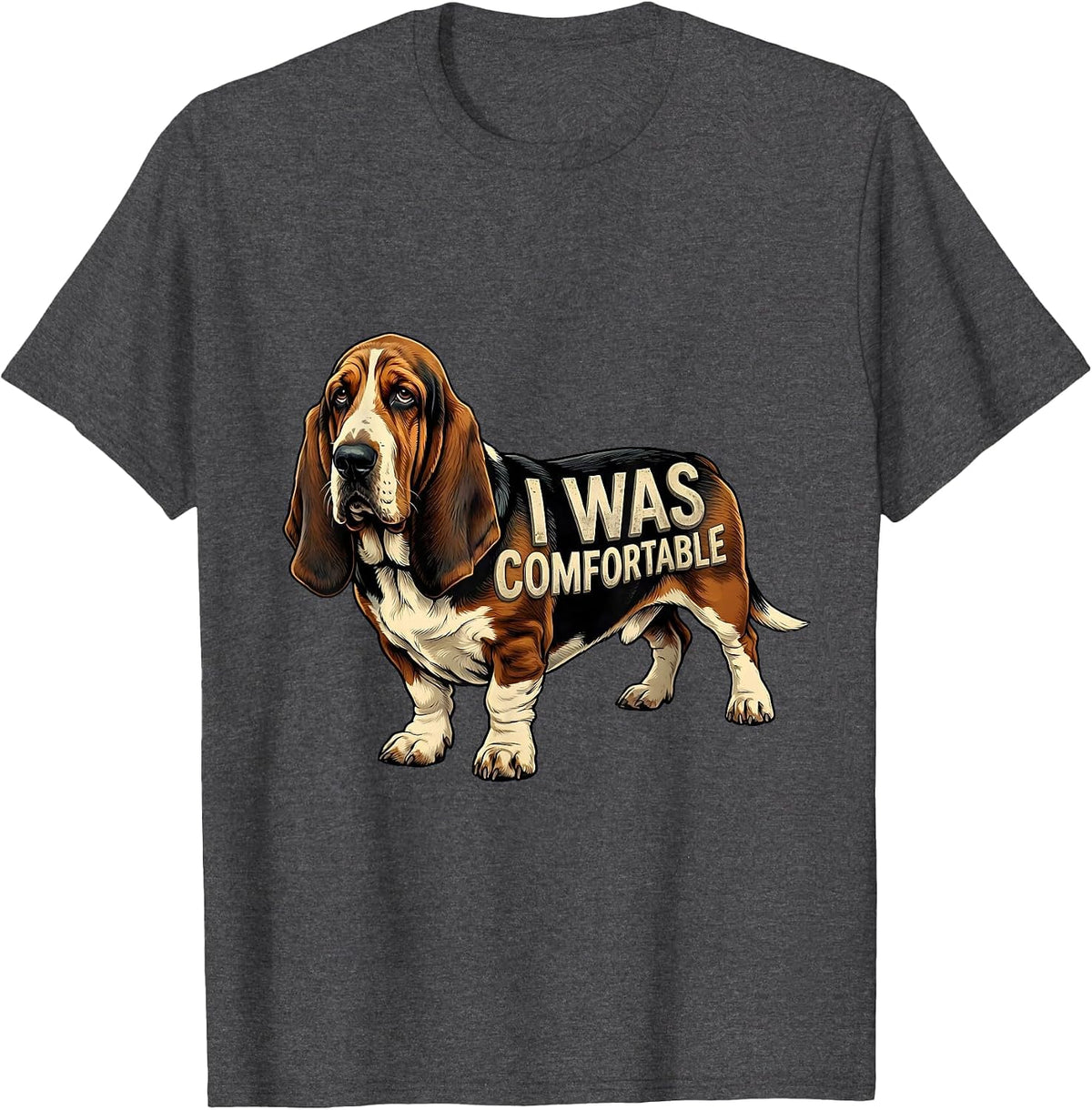 Men's I Was Comfortable Vintage Funny Basset Hound Dog Lover Dad T-Shirt - Dark Heather Grey