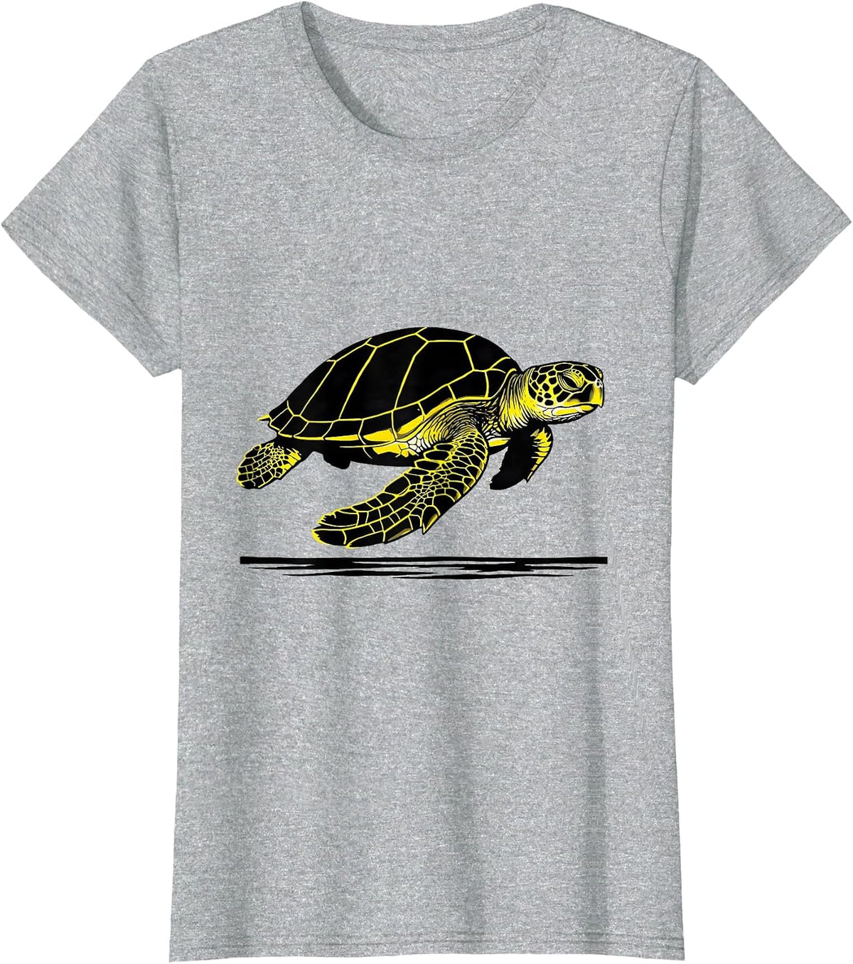 Sea Turtle Stencil Graphic Animal Lover Gift T-Shirt - Heather Grey