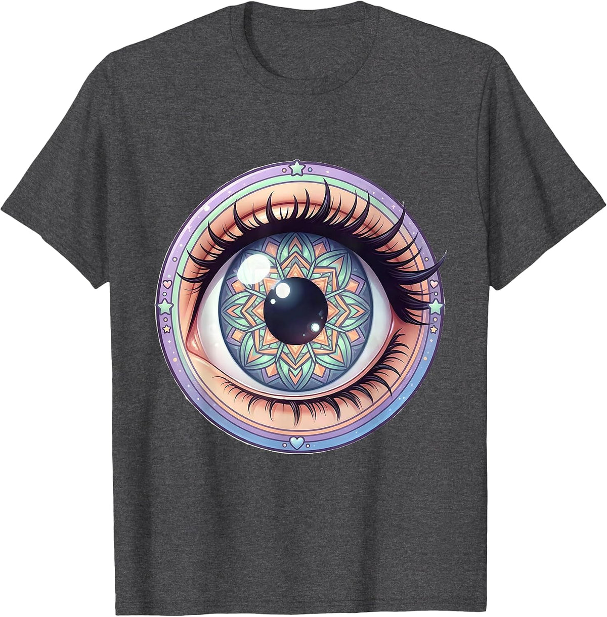 Men's Autism Kaleidoscope Eye Geometric Iris Design T-Shirt - Dark Heather Grey