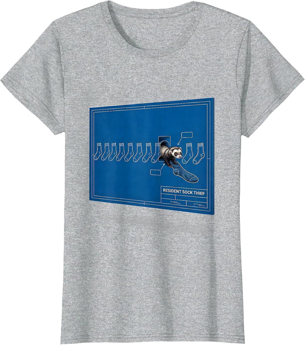 Women's Resident Sock Thief Funny Ferret Lover Gift T-Shirt - Heather Grey