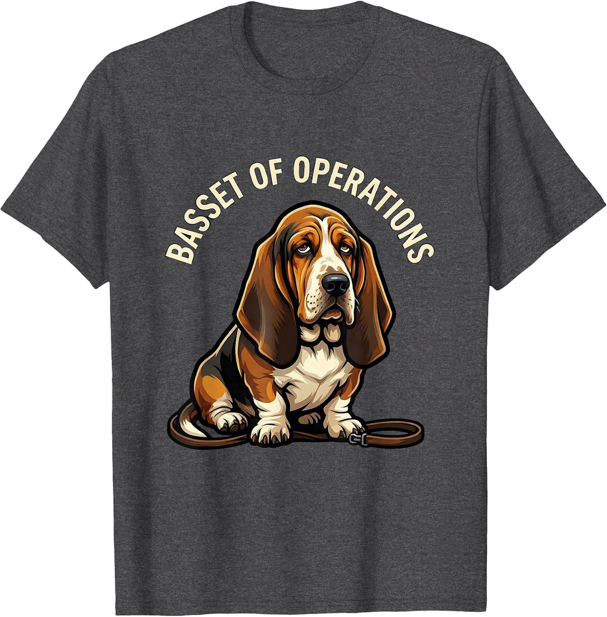 Basset of Operations Funny Basset Hound Dog Lover Gift T-Shirt - Dark Heather Grey