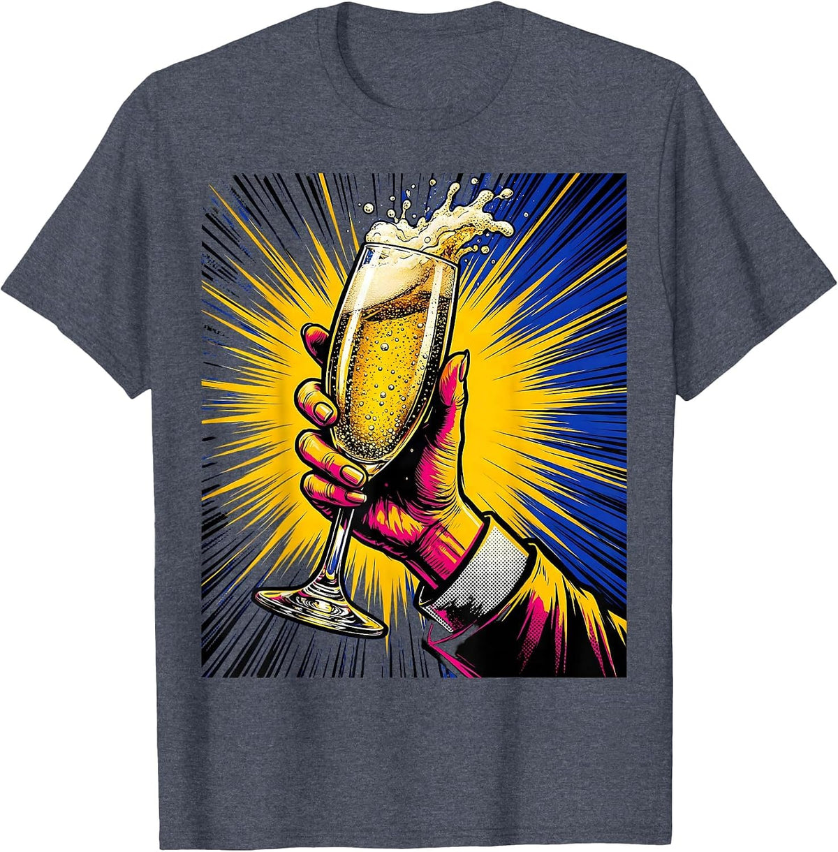 Solo Champagne Toast Celebration Graphic T-Shirt - Heather Blue