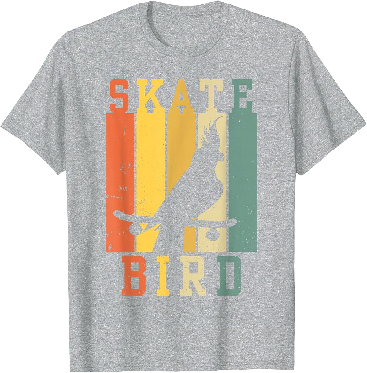 Skatebird Funny Parrot Skating T-Shirt - Heather Grey