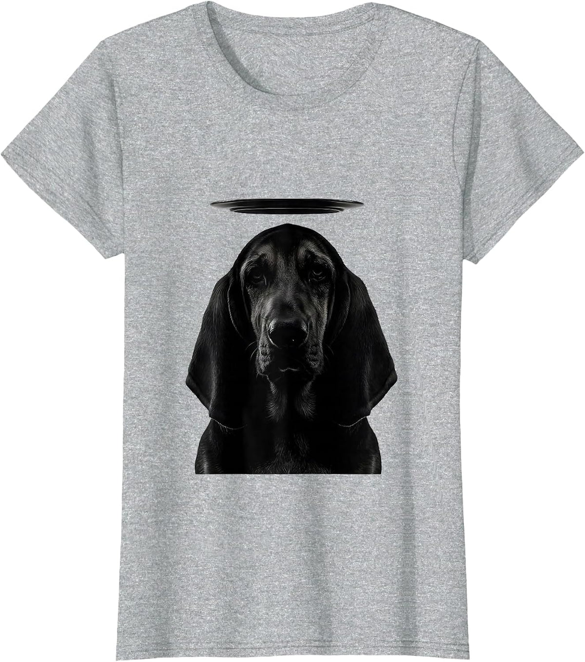 Basset Hound UFO Abduction Minimalist Dog Lover Humor T-Shirt - Heather Grey