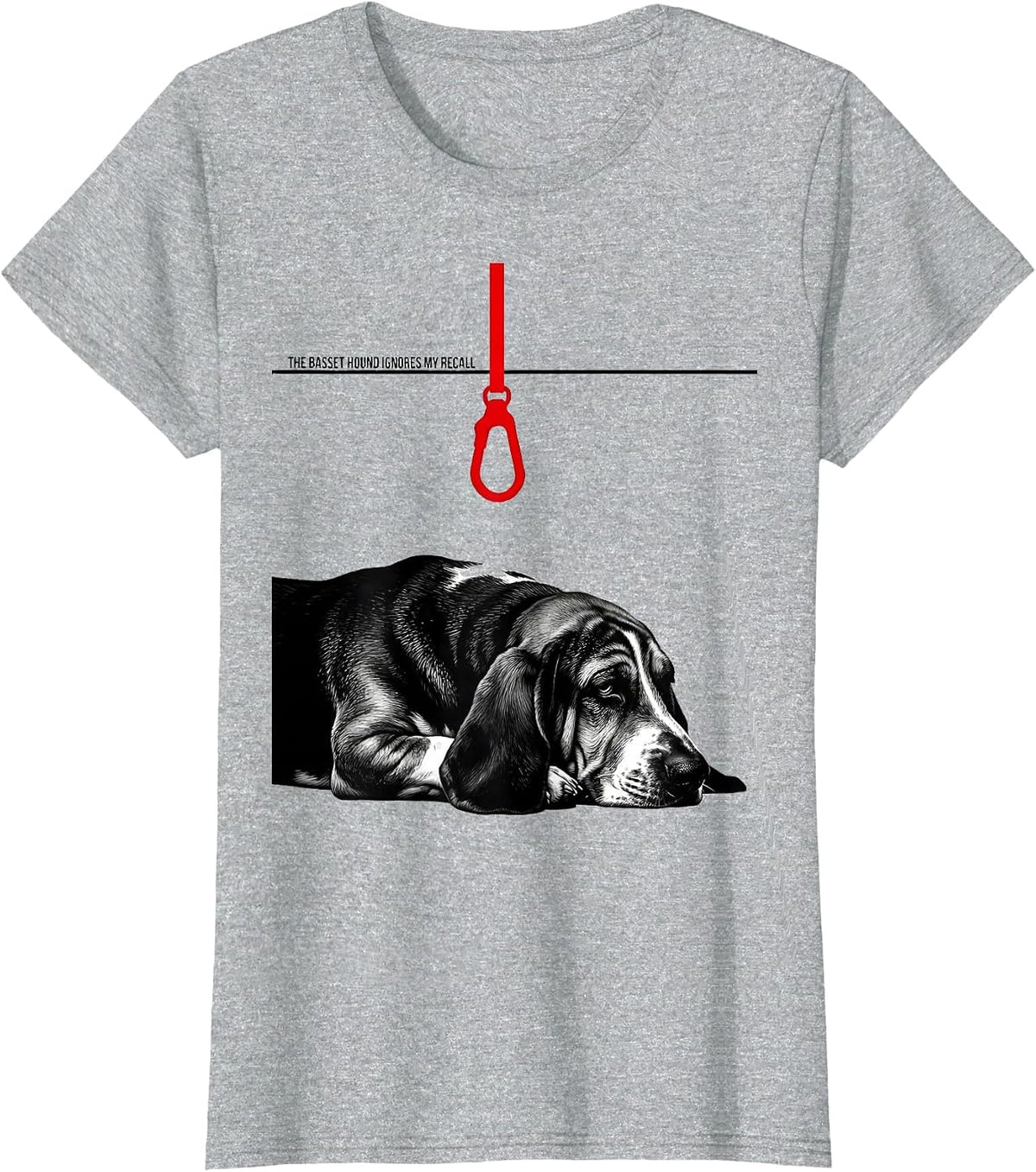 The Basset Hound Ignores My Recall Funny Basset Hound Dog T-Shirt - Heather Grey
