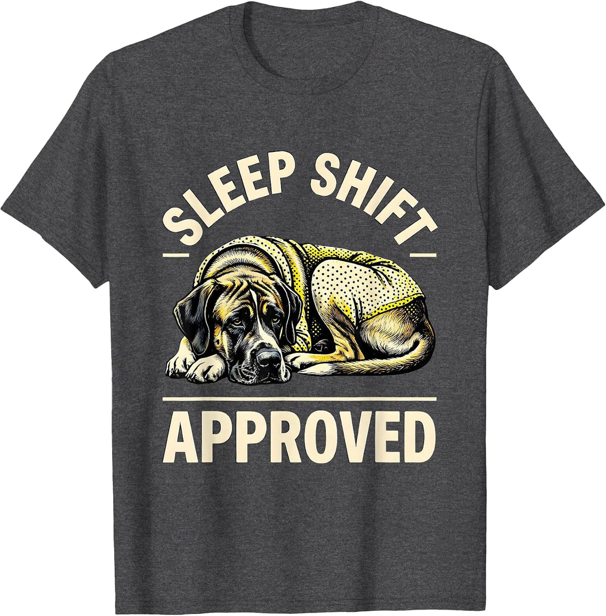 Men's Sleep Shift Approved Funny Great Dane Pajama Dog Lover Humor T-Shirt - Dark Heather Grey