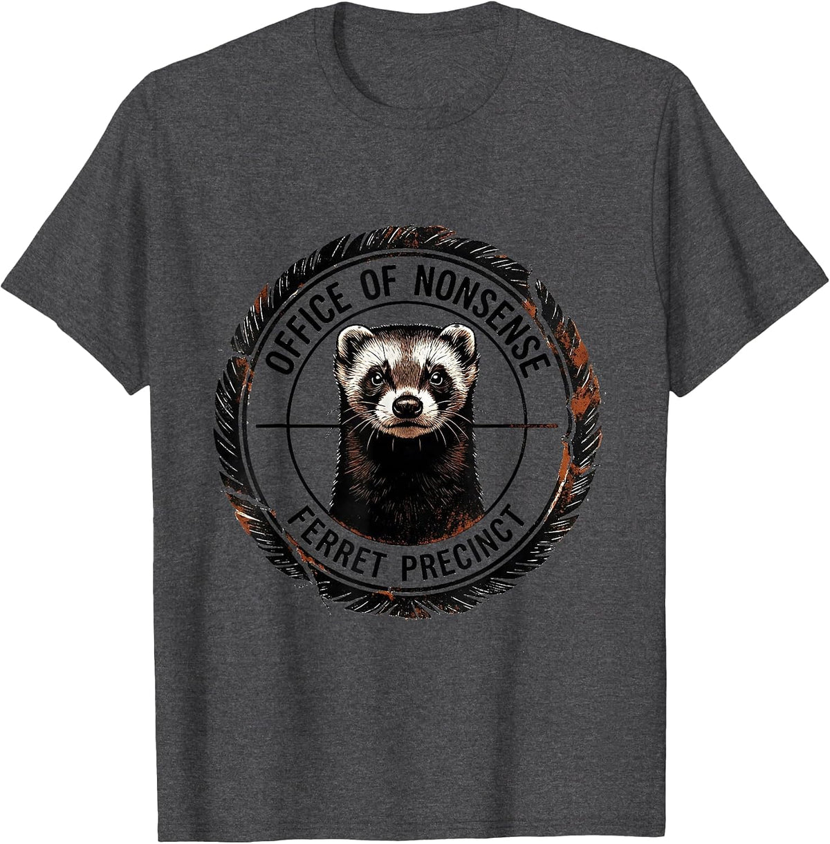 Men's Office of Nonsense Ferret Precinct Funny Animal Meme Humor T-Shirt - Dark Heather Grey
