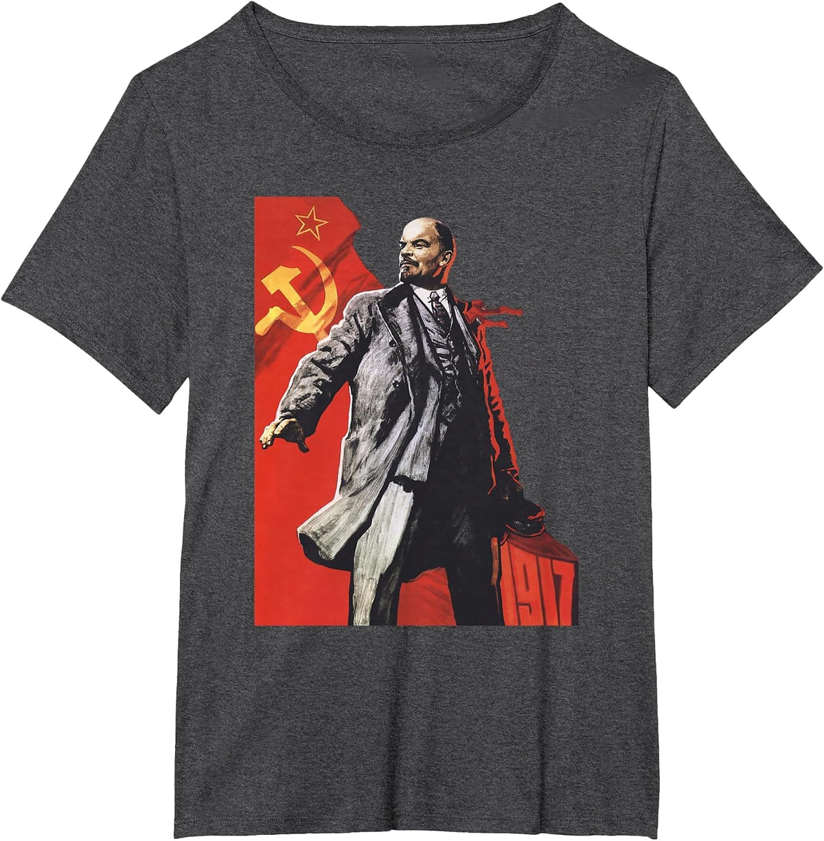 Lenin Forever Soviet Union USSR Russia Retro Vintage Jersey T-Shirt - Dark Heather Grey