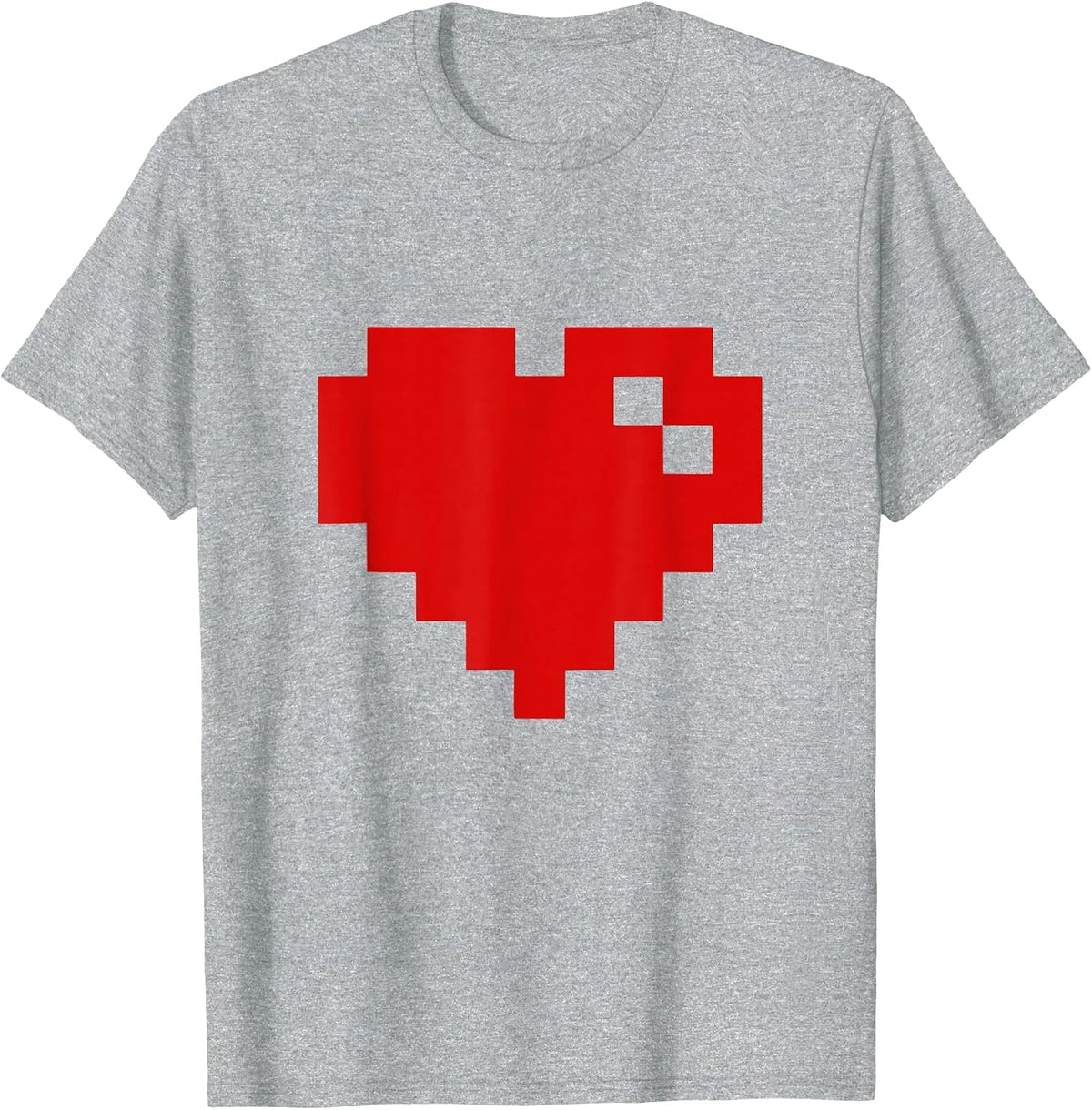 Pixel Heart Retro Love Pixel Heart T-Shirt - Heather Grey