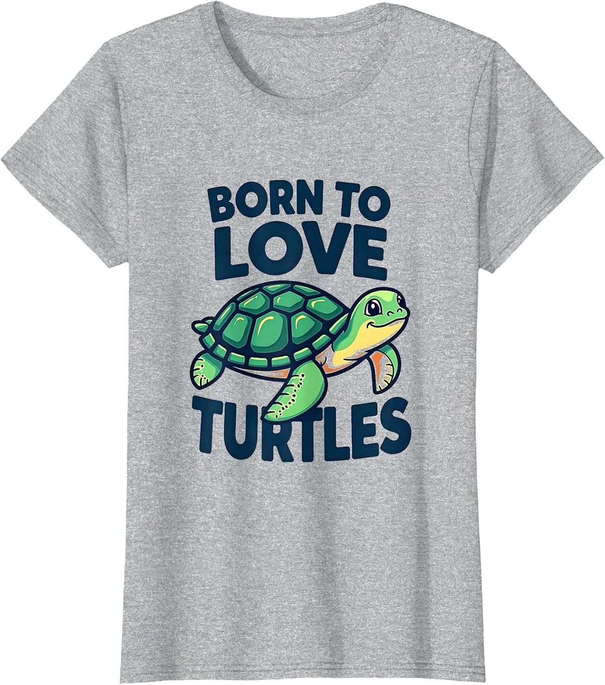 Born To Love Turtles Design T-Shirt - Heather Grey