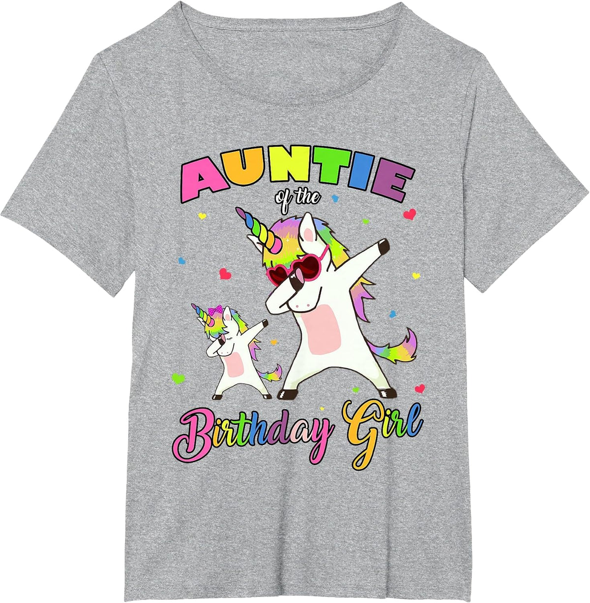 Auntie of the Birthday Girl Unicorn Birthday Princess's Aunt T-Shirt - Heather Grey