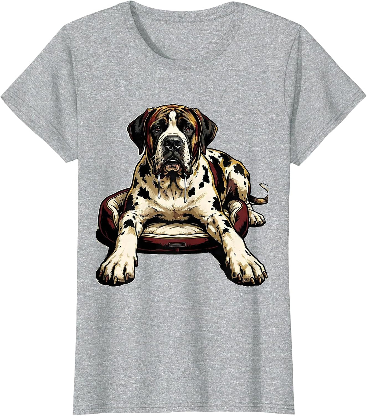 Great Dane Harlequin Dog Mom Drool Funny Dog Dad T-Shirt - Heather Grey
