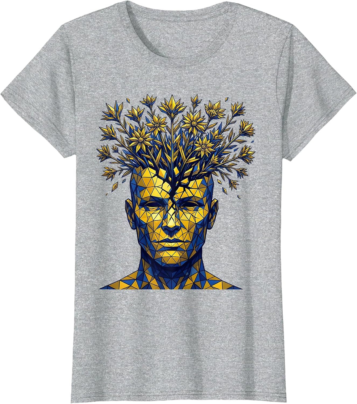 Dyslexia Wildflower Mind Blooming Brain Art T-Shirt - Heather Grey