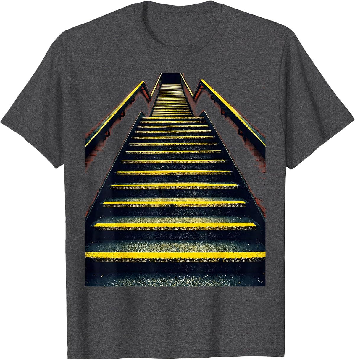No-Slip Stair Treads Fall Prevention Graphic T-Shirt - Dark Heather Grey