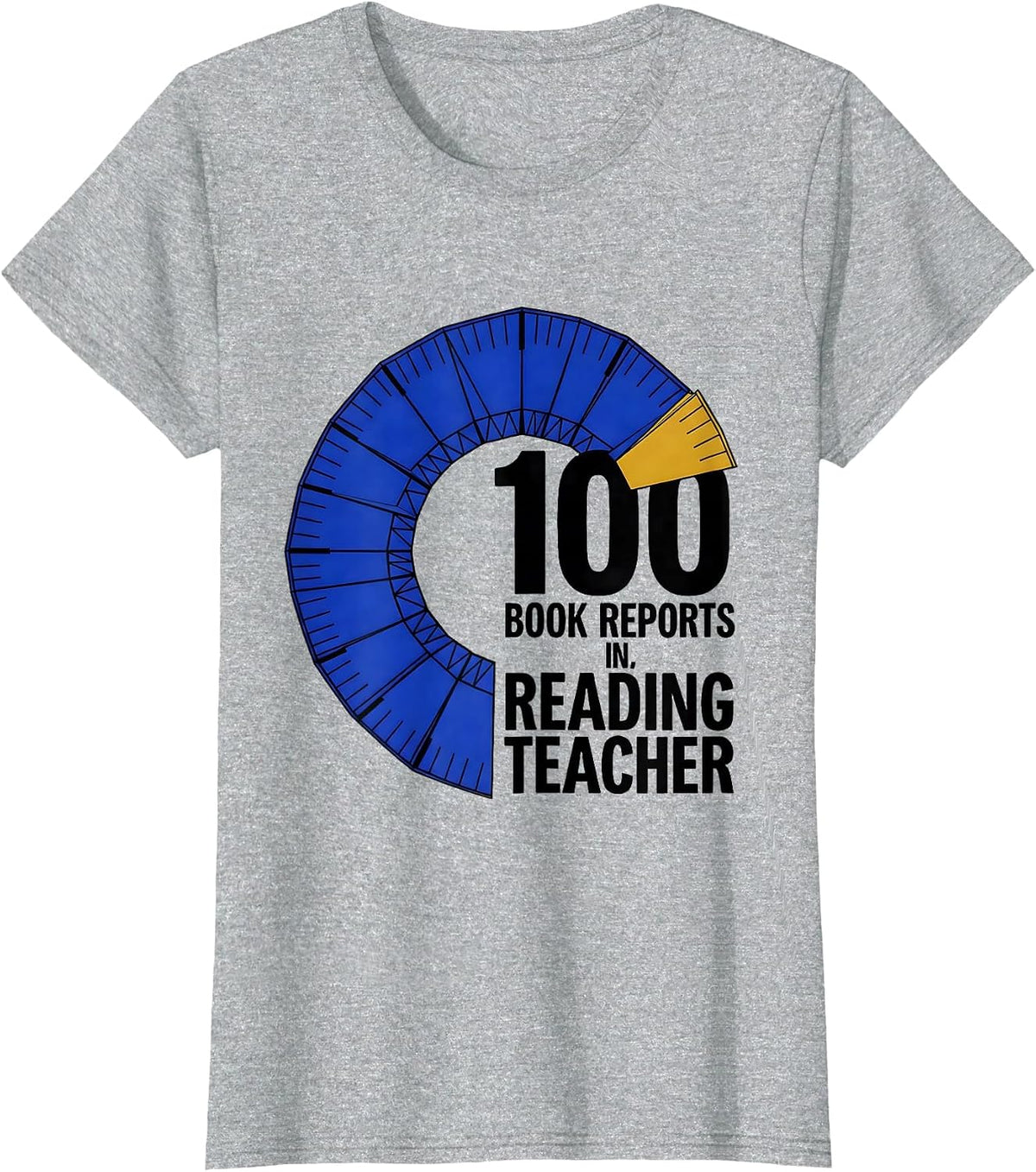 100 Book Reports In Reading Teacher 100th Day of School T-Shirt - Heather Grey