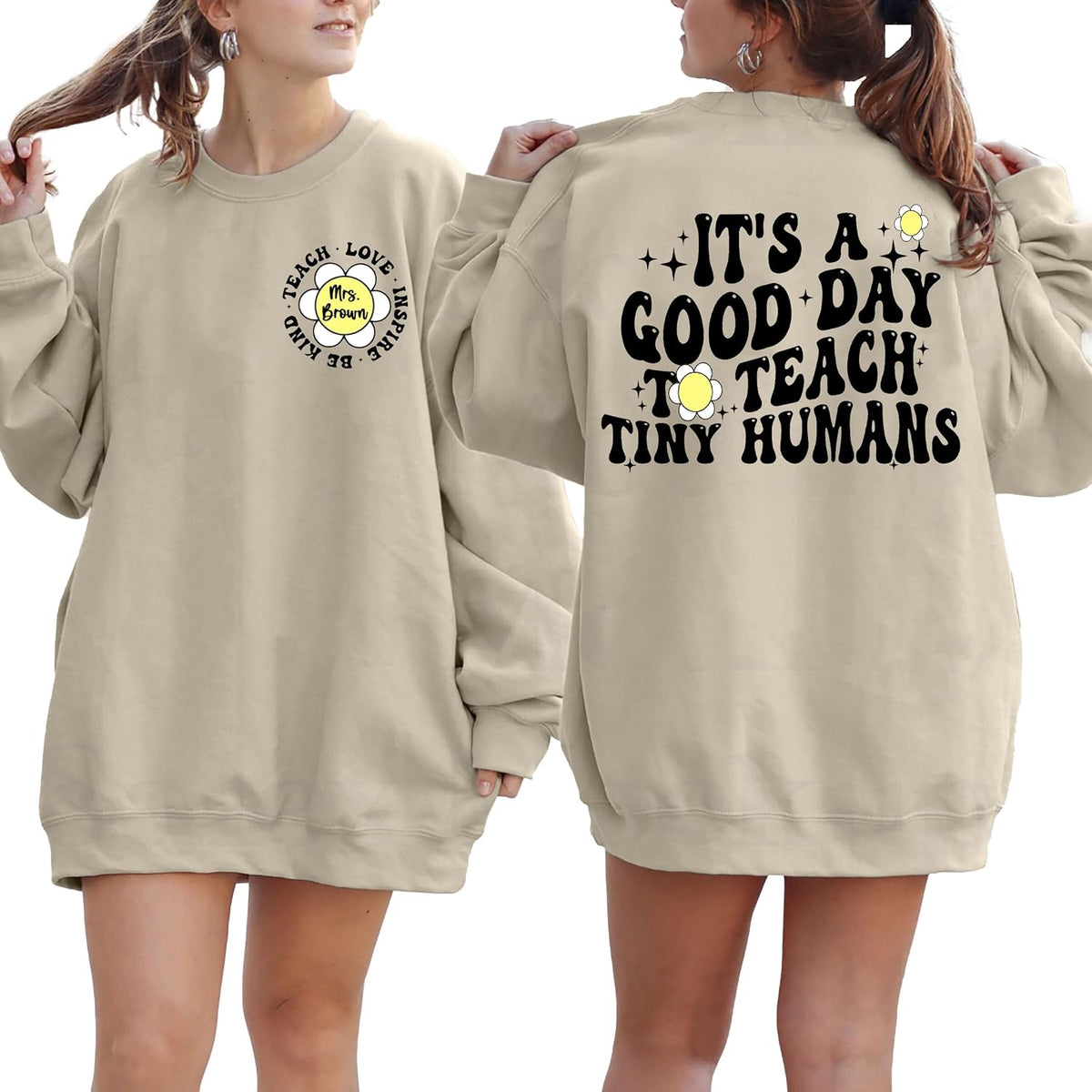 NAZENTI Personalized Teacher Sweatshirt, Custom Teacher Gifts, Teacher Shirt, Idea Gift for Teacher, Teacher Shirt for Women
