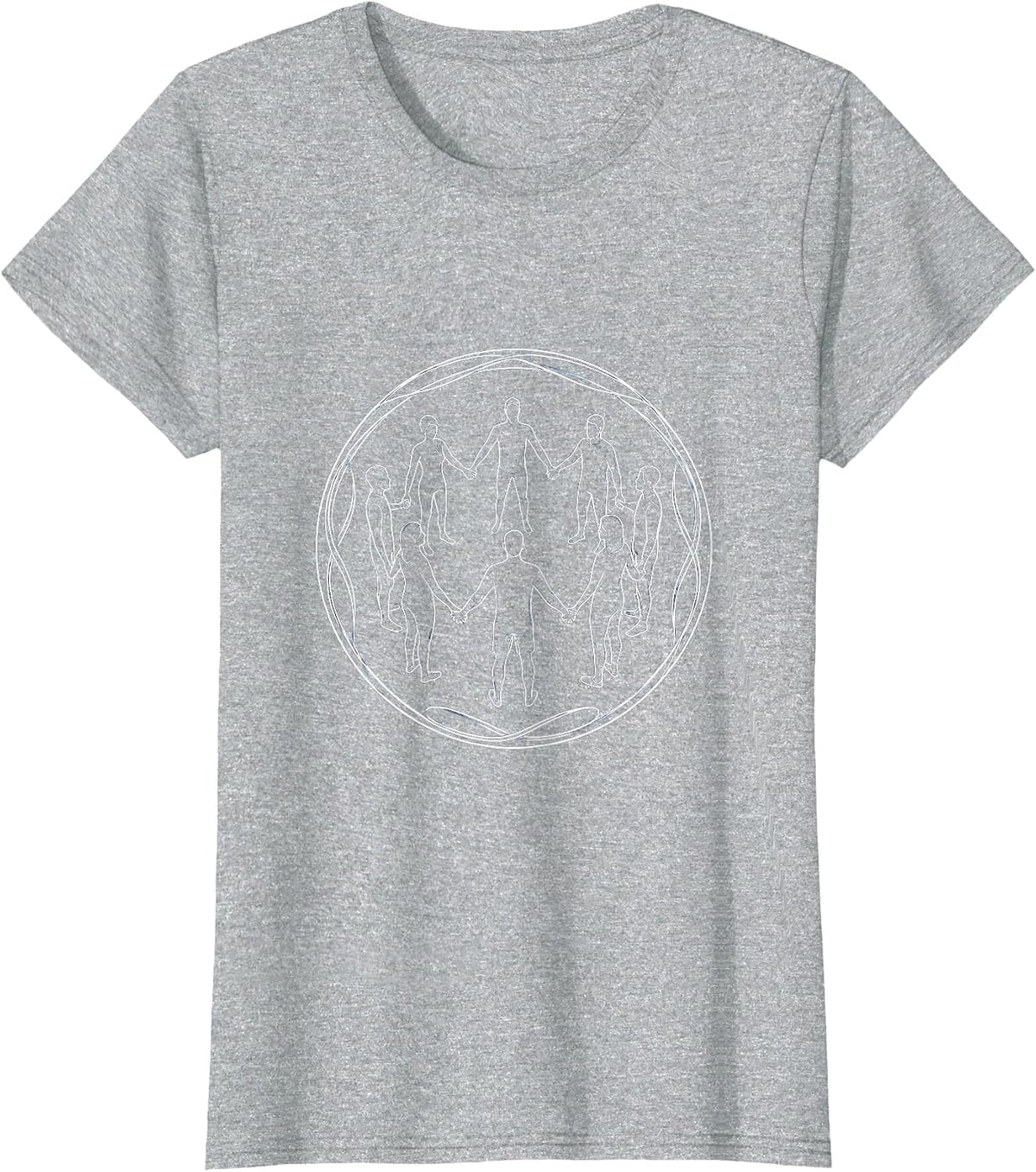 Women's Autism Awareness Unity Circle of Diverse Figures T-Shirt - Heather Grey