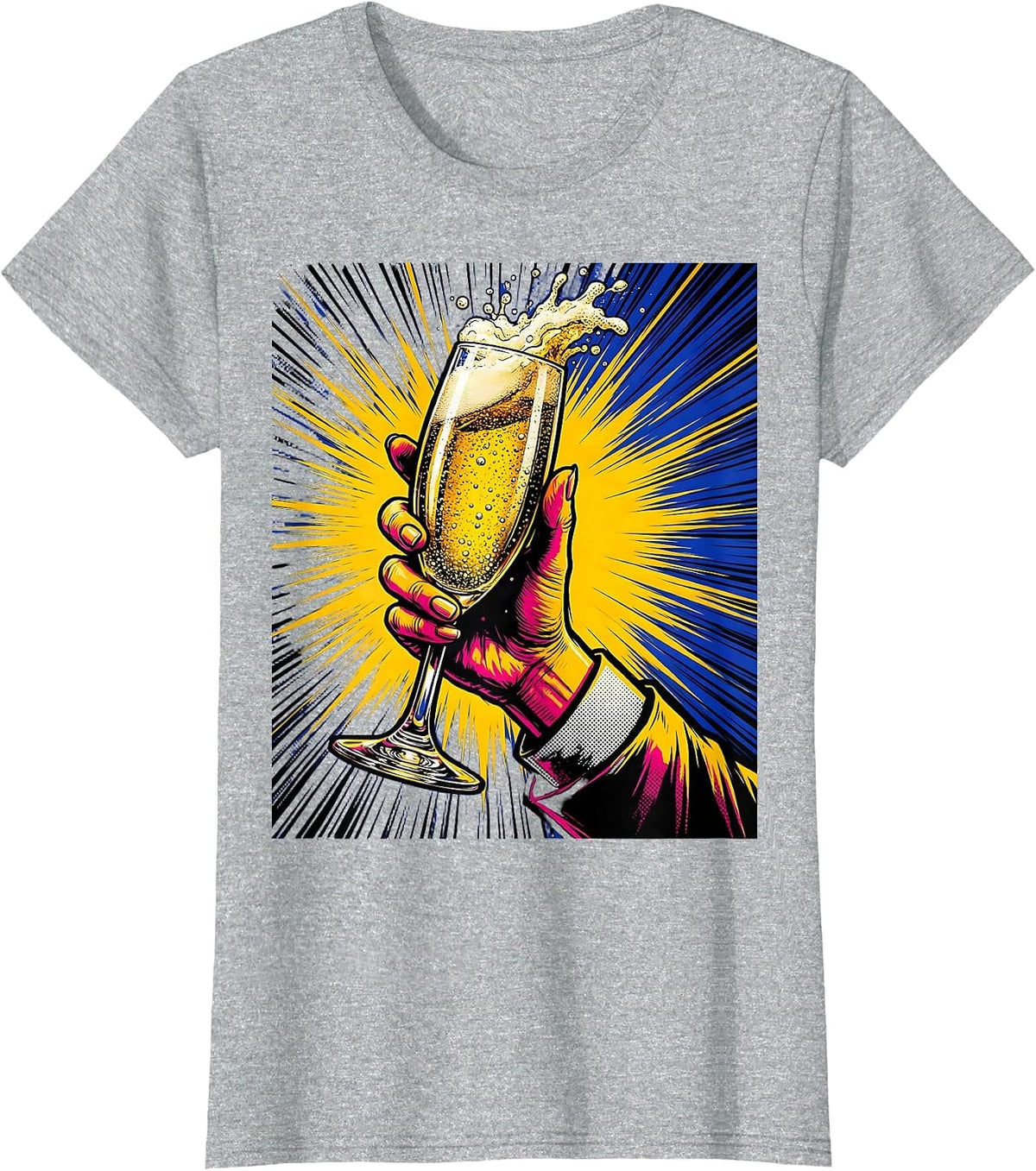 Solo Champagne Toast Celebration Graphic T-Shirt - Heather Grey