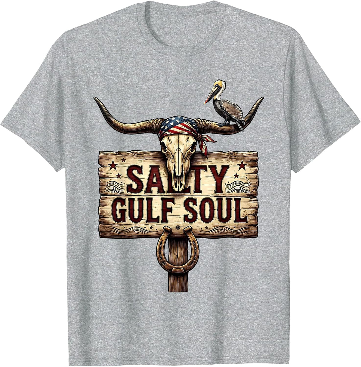 Men's Salty Gulf Soul Gulf of Mexico Design T-Shirt - Heather Grey