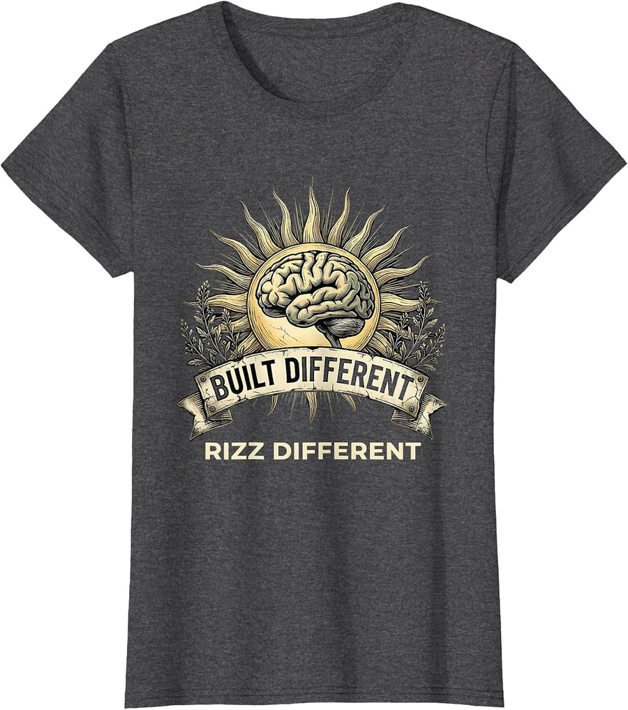 Women's Built Different Rizz Different Autism Awareness T-Shirt - Dark Heather Grey