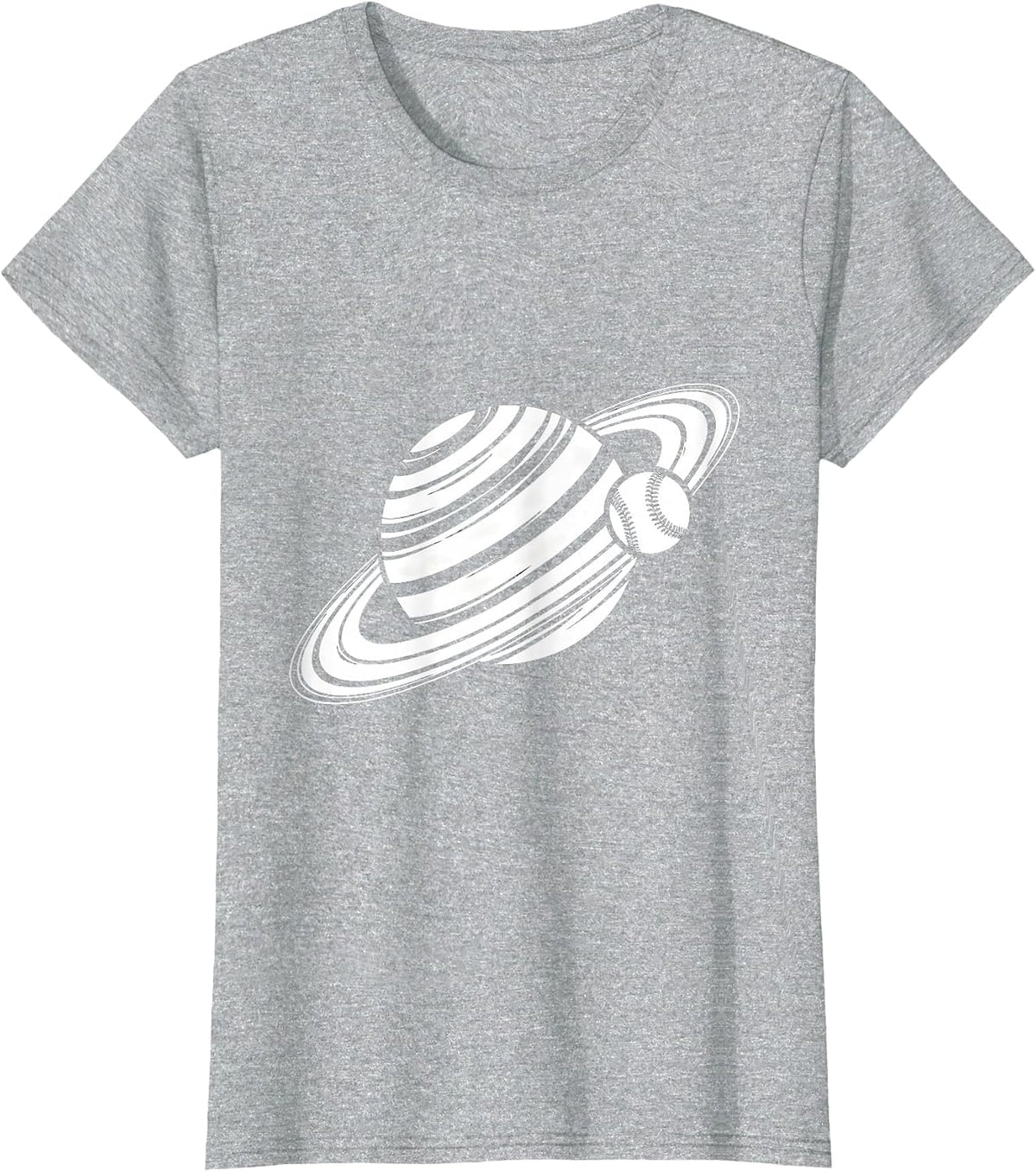 Baseball Moon Orbit Space Illustration T-Shirt - Heather Grey