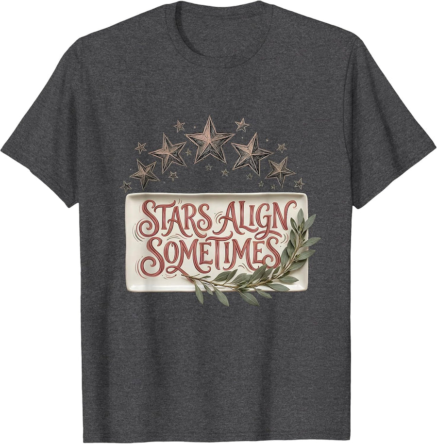 Men's Stars Align Sometimes Celestial Graphic Design T-Shirt - Dark Heather Grey
