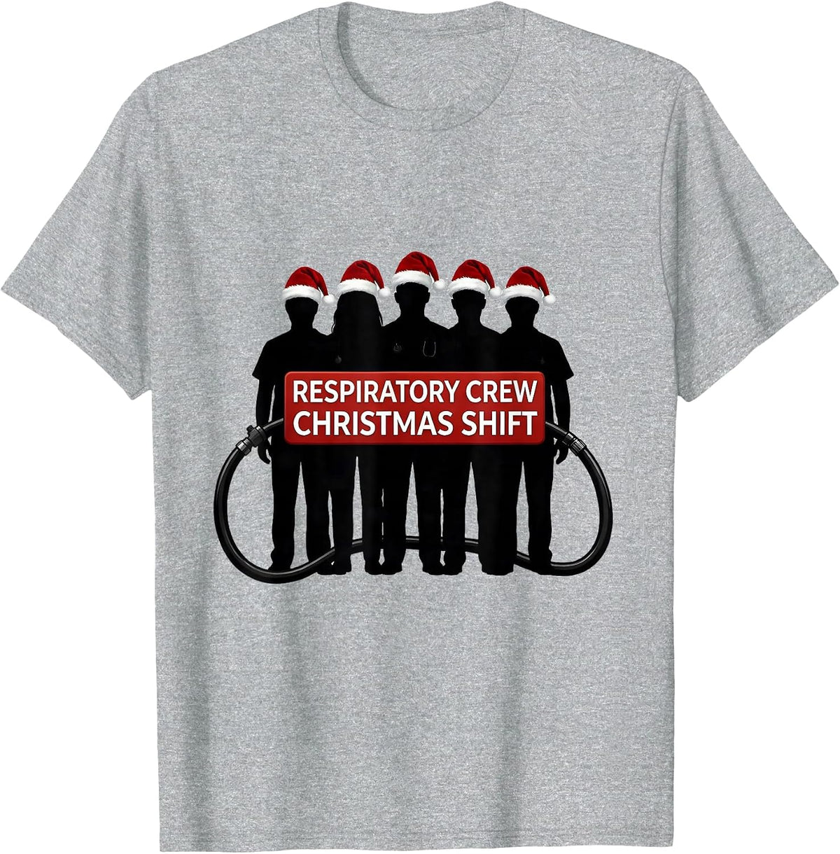 Men's Respiratory Crew Christmas Shift Funny Respiratory Therapist T-Shirt - Heather Grey