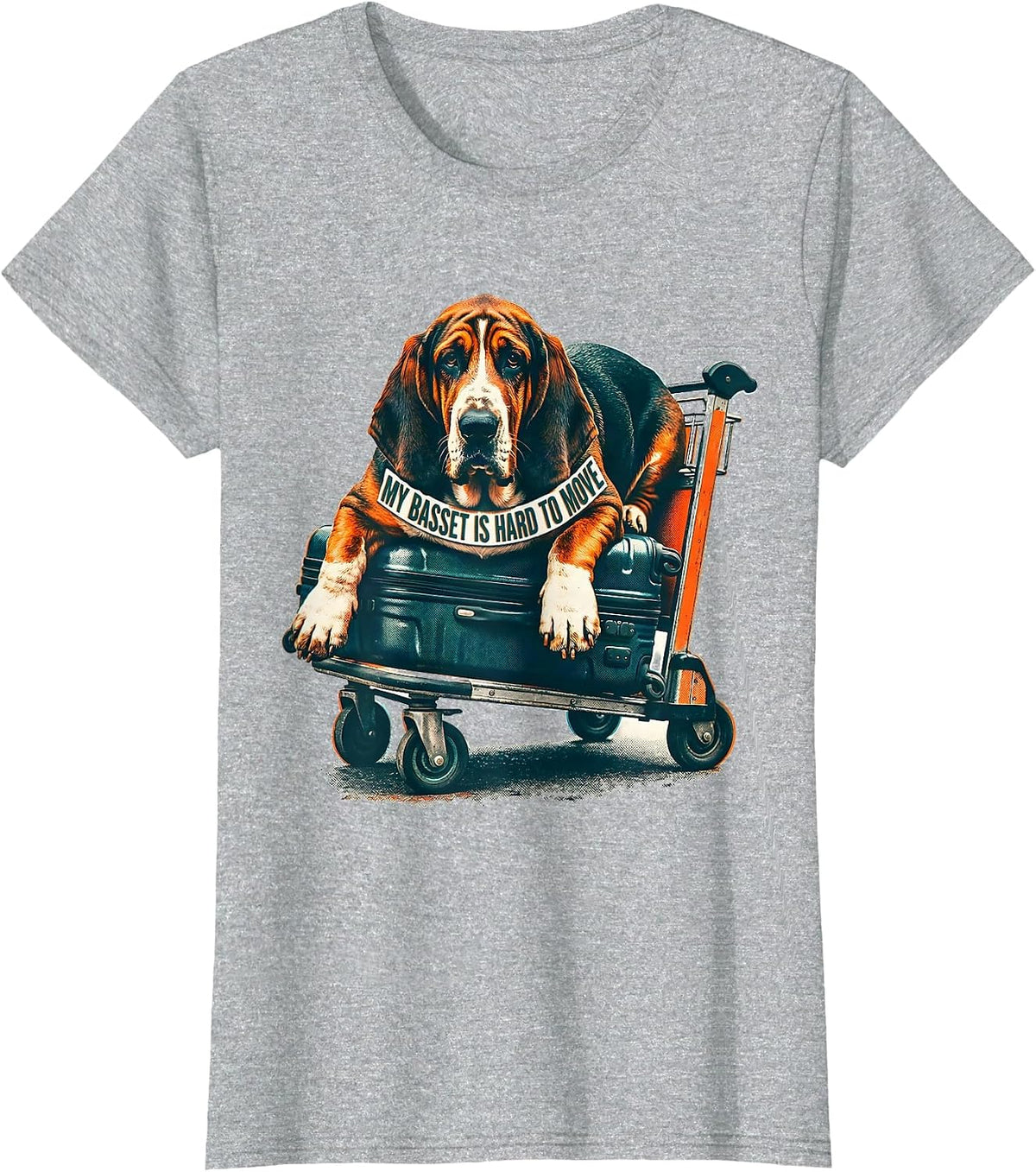 My Basset Is Hard To Move Funny Basset Hound Dog Owner Gift T-Shirt - Heather Grey