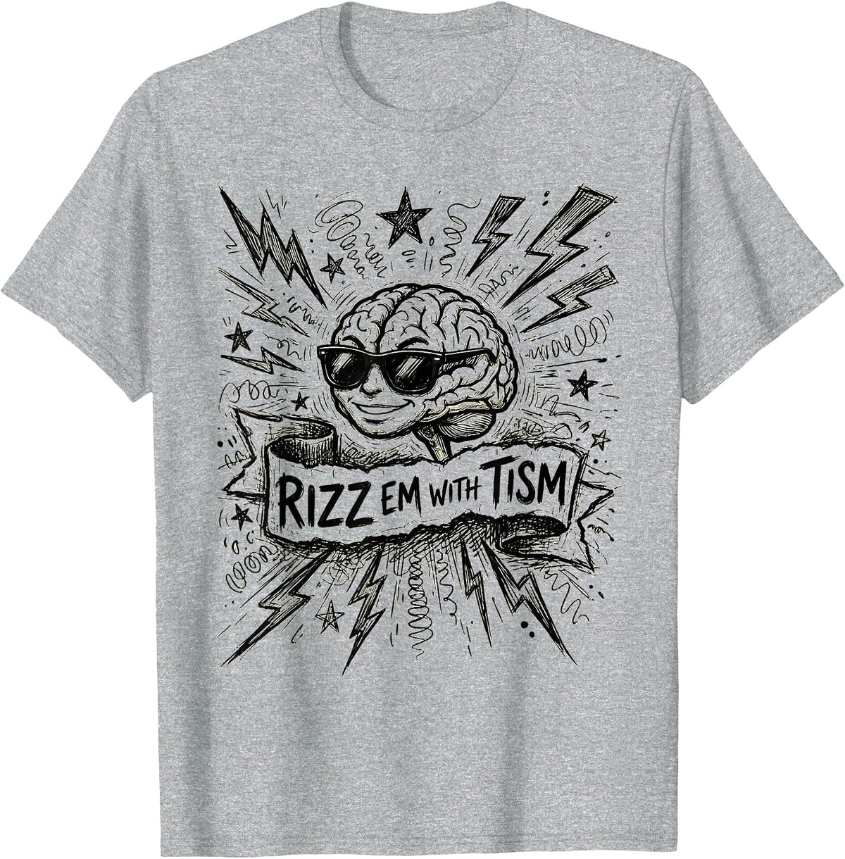 Men's Rizz Em With Tism Autism Awareness Design T-Shirt - Heather Grey