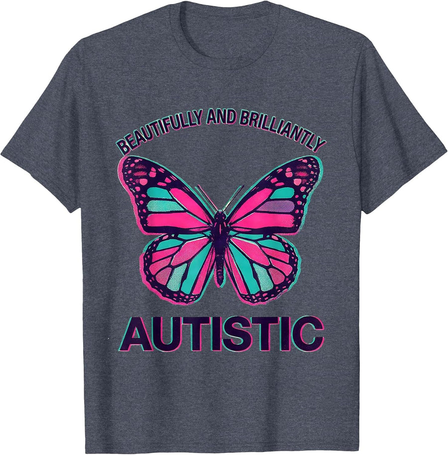 Beautifully and Brilliantly Autistic Design T-Shirt - Heather Blue